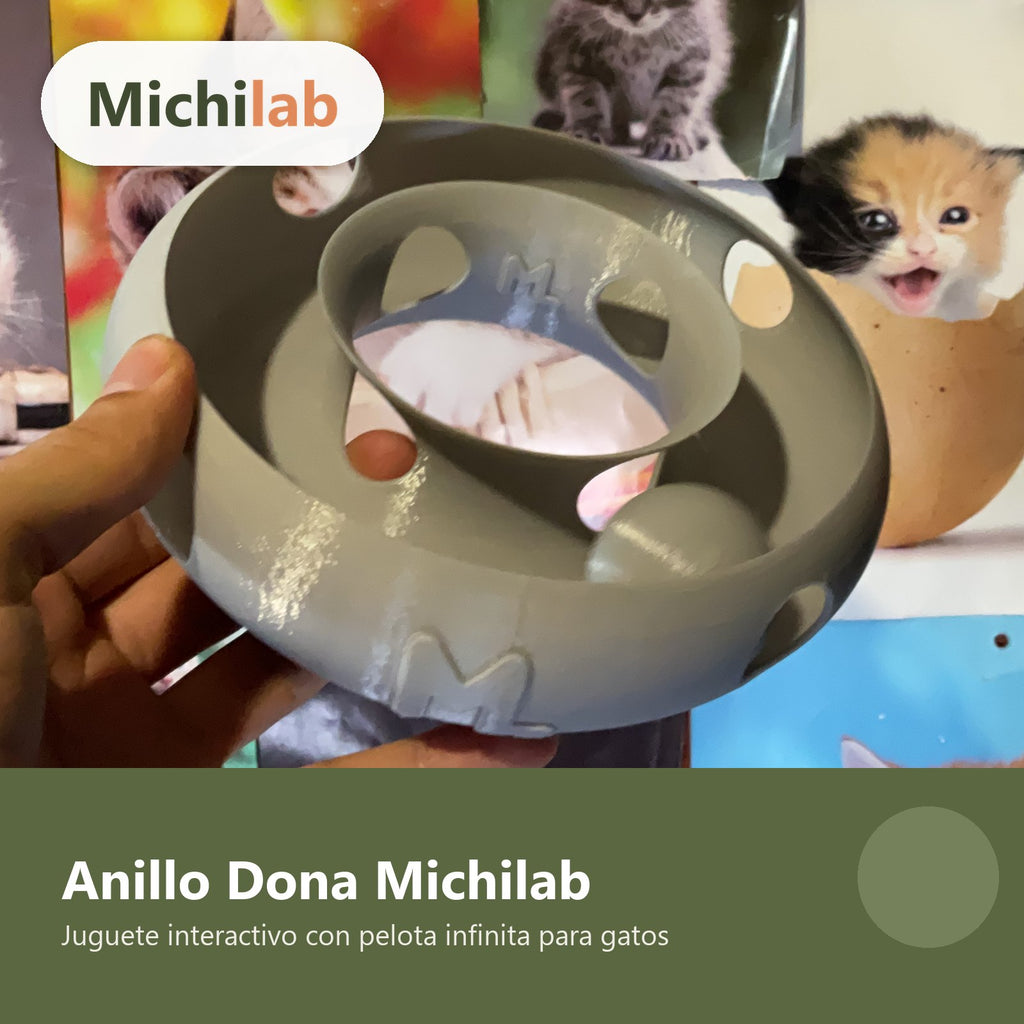 Anillo Dona Michilab — Juguete Interactivo de Pelota Infinita para Gatos