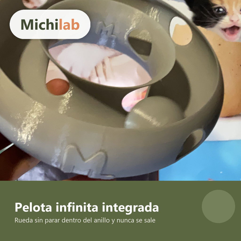 Anillo Dona Michilab — Juguete Interactivo de Pelota Infinita para Gatos